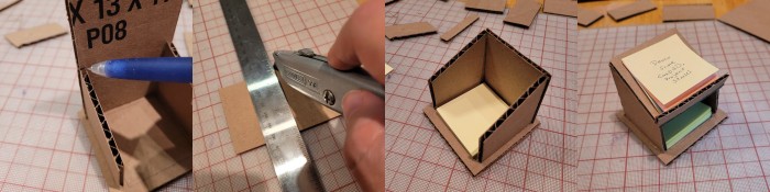 Four more shots of making the desk