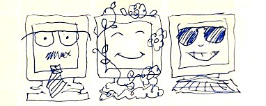 drawing of anthropomorphized computers