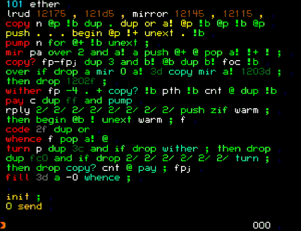 screenshot of colorforth