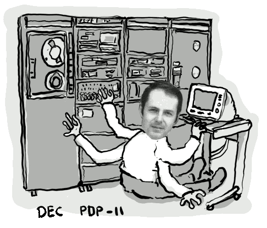 drawing of chuck using a DEC PDP-11 computer by dave gauer in krita