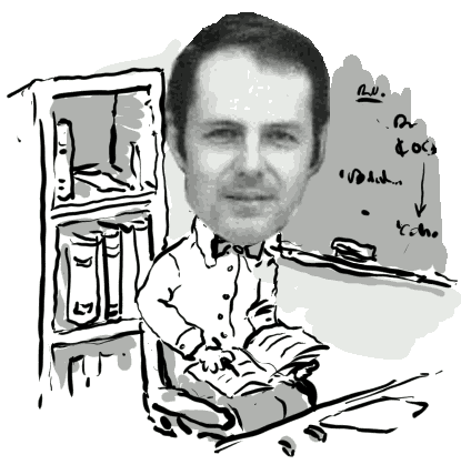 drawing of chuck moore with his real head