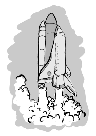 drawing of the shuttle launching