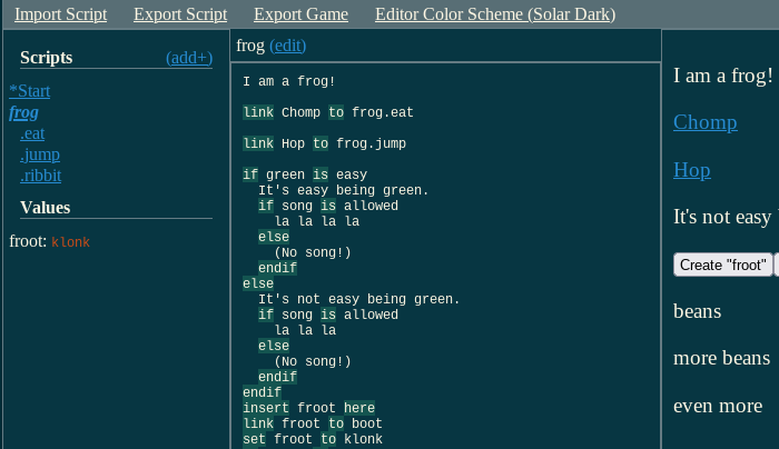 screenshot of editor showing a nice selection of syntax that is highlighted