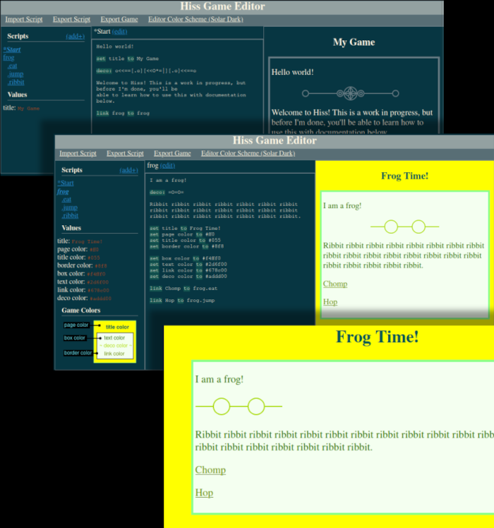 three stacked screenshots as described above