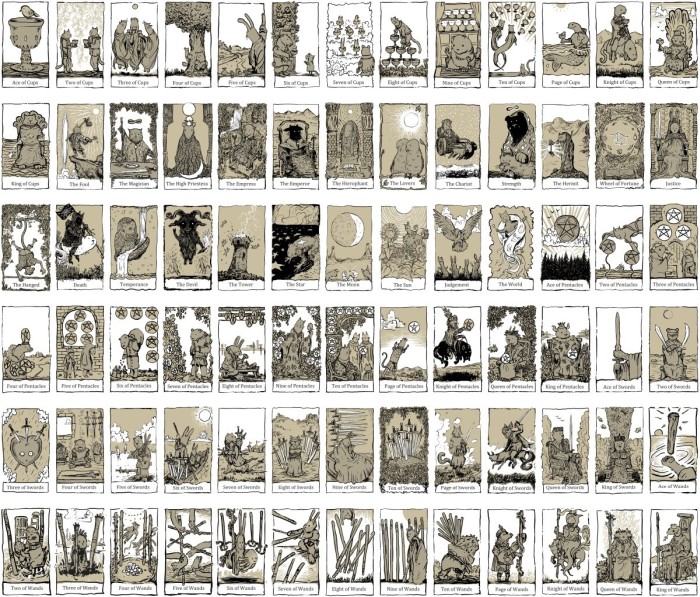 a 13 by 6 grid of all 78 tarot cards in my deck