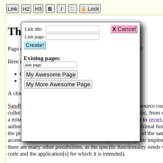 screenshot of the link creator in action