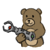 extension bear admires his new extended arm