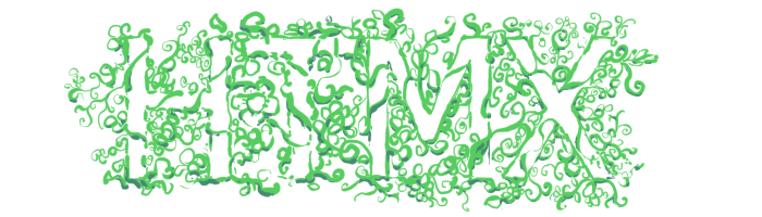 rather overdone htmx letters as a negative image of a living mass of vines