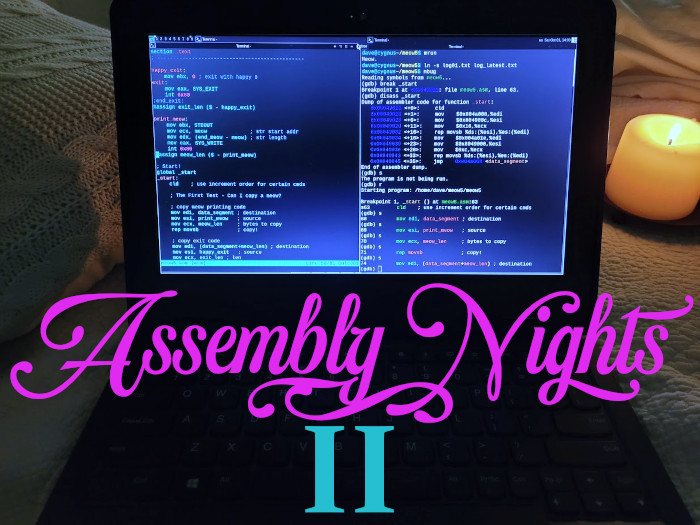 my lenovo 11e thinkpad with assembly code waiting romantically on the bed with a candle