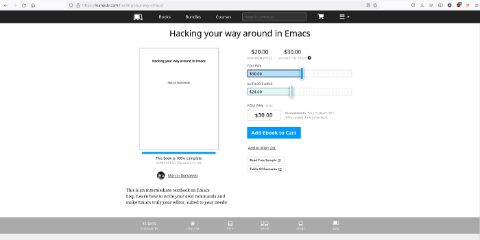 screenshot of leanpub book page