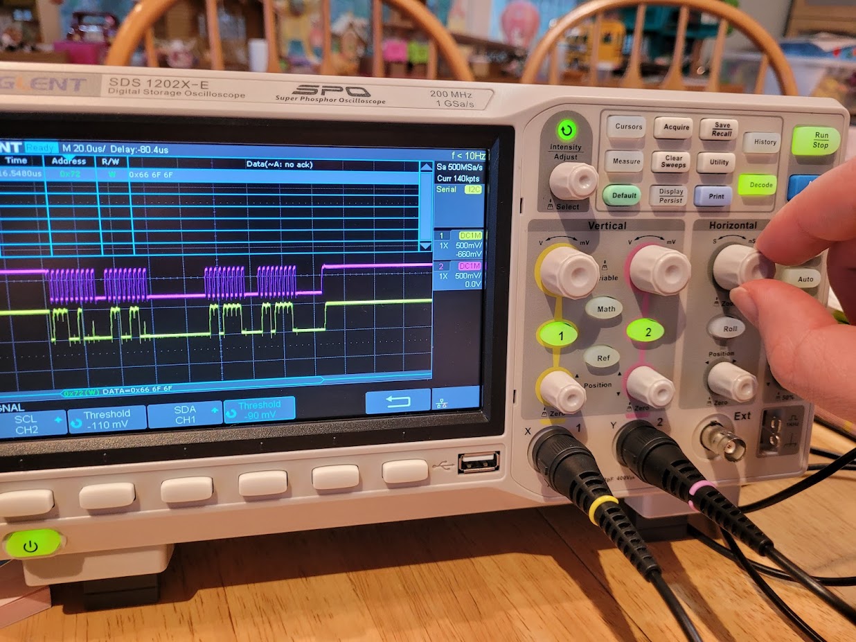 siglent sds1202x-e i2c horizontal adjustment