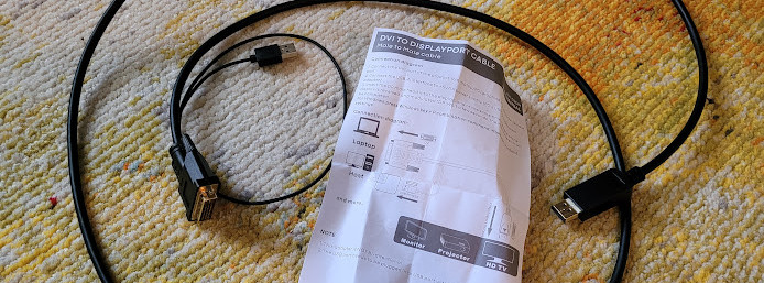 a photo of my dvi to displayport table with instruction sheet