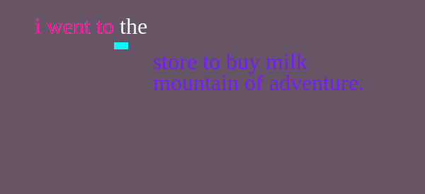 screenshot of the branching typing demo
