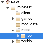 screenshot of the directory tree with the foo mod dir