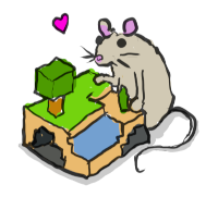 A drawing of the Luanti logo and a rat with a heart done by Dave Gauer in Krita