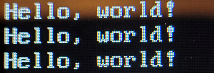 A screenshot of my raspberry pi computer terminal showing Hello World! message thrice