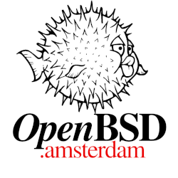 the openbsd amsterdam logo with the openbsd puffy pufferfish