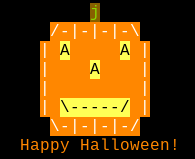 ASCII art pumpkin with ANSI colors
