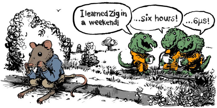 drawing of a sad rat sitting on the curb while three lizards say…